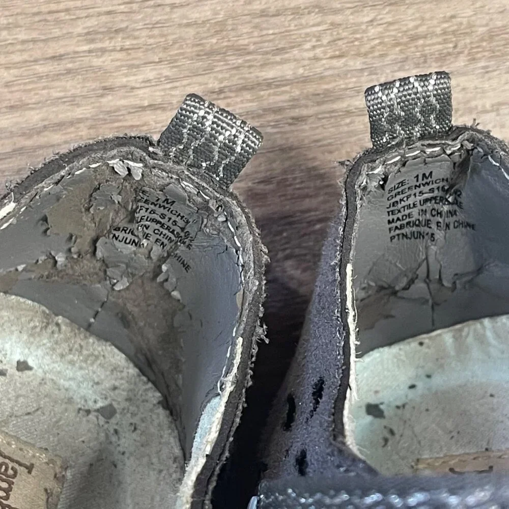 Jambu Greenwich Mary Jane Shoes Girls‎ Size 1M Gray Vegan Leather Cut Out Floral